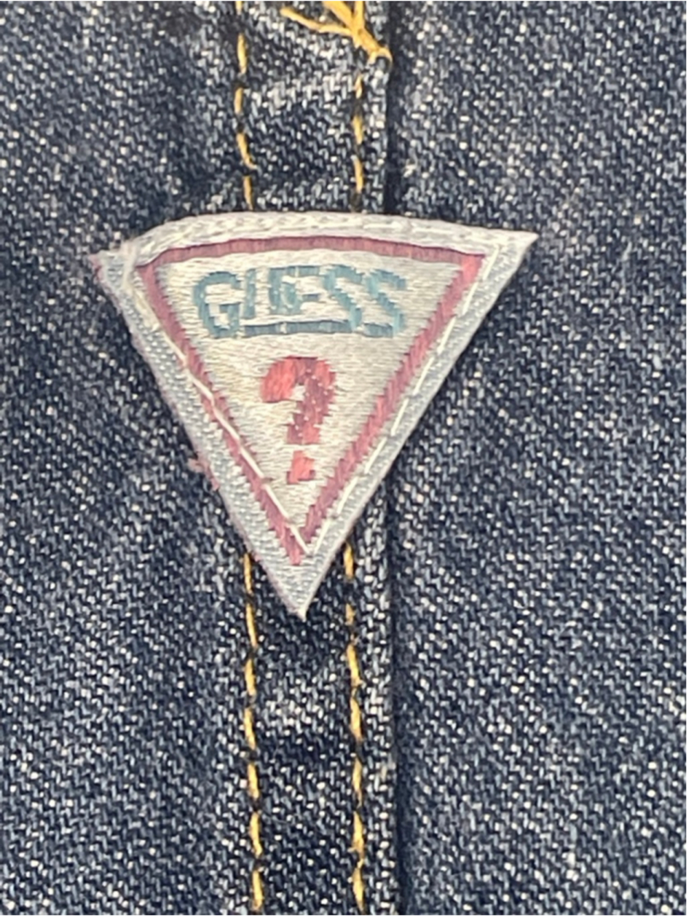 Vintage Baby Guess Blue Denim Pinafore Dress 3T Georges Marciano Leather Patch - Picture 8 of 9